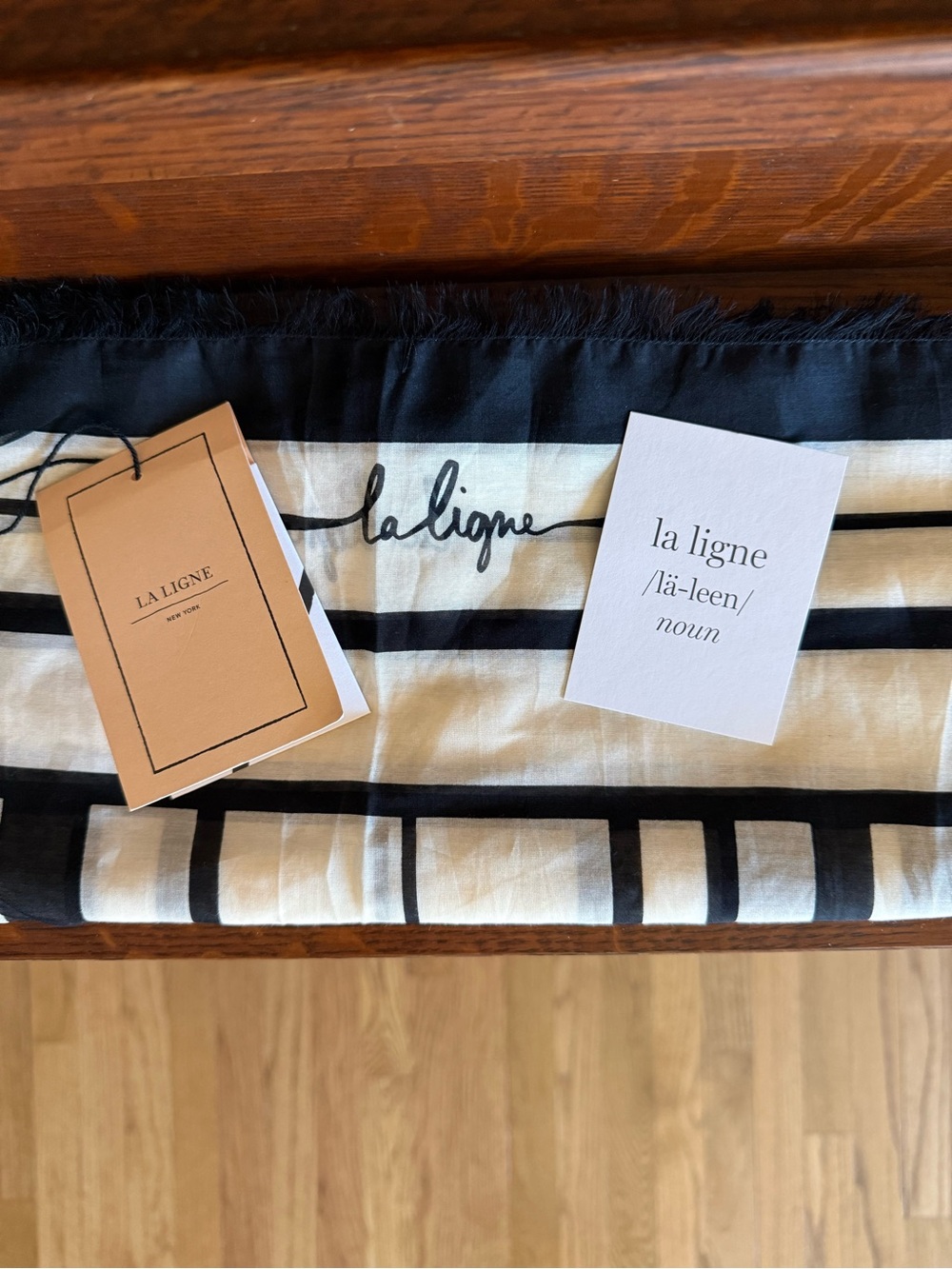 La Ligne 🖤 Mia Pareo Ivory/Black Cotton Silk
